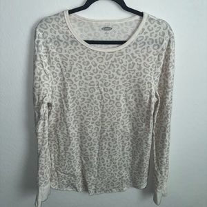Beige, leopard, long sleeve thermal shirt